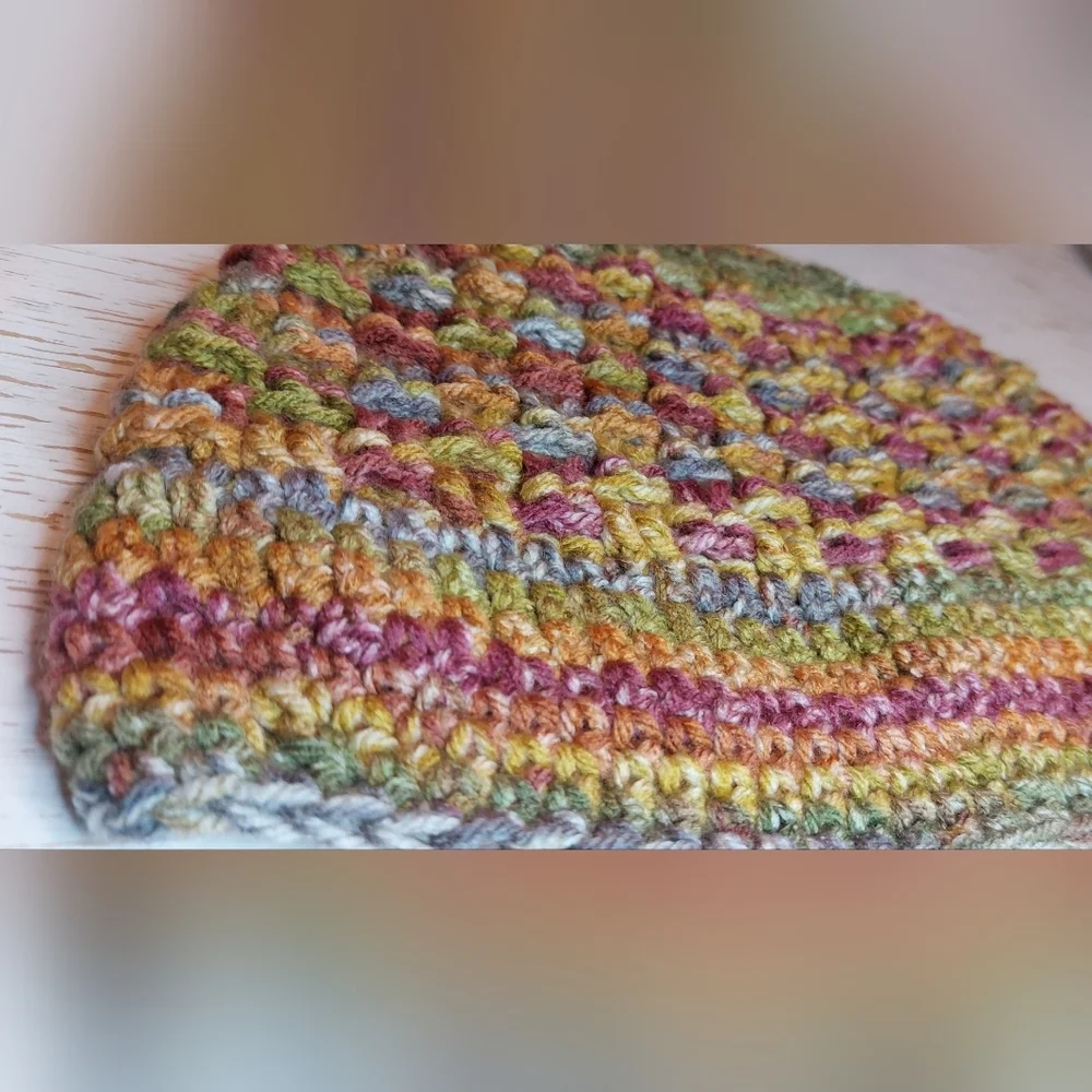 Colors of Fall Adult Crochet Beanie Handmade Hat Stocking Cap Winter Warm Cozy